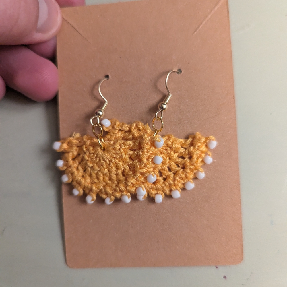 Handcrafted Fringe Yellow Crochet Earrings